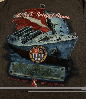 USS Spiegel Grove Navy Ship LSD 32 T-Shirt LARGE Reef Wreck Florida Military USA